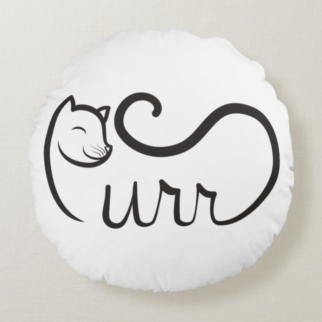 Purr Typography BLACK Round Cushion (Front)