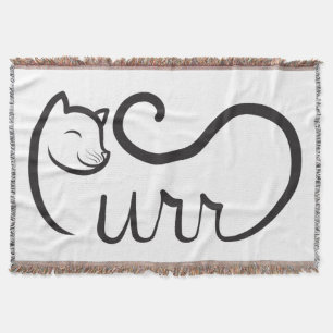 Purr Typography BLACK Throw Blanket