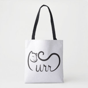 Purr Typography BLACK Tote Bag