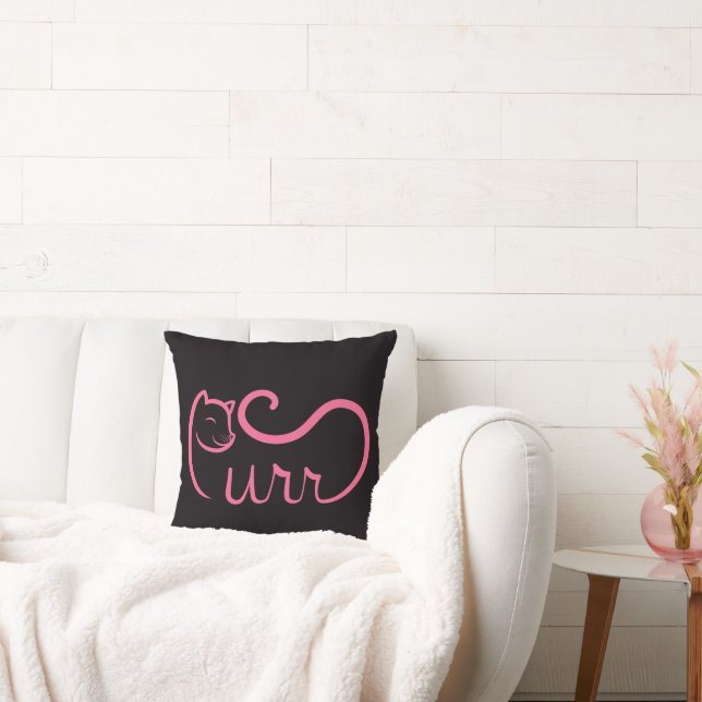 Purr Typography PINK Cushion (Couch)