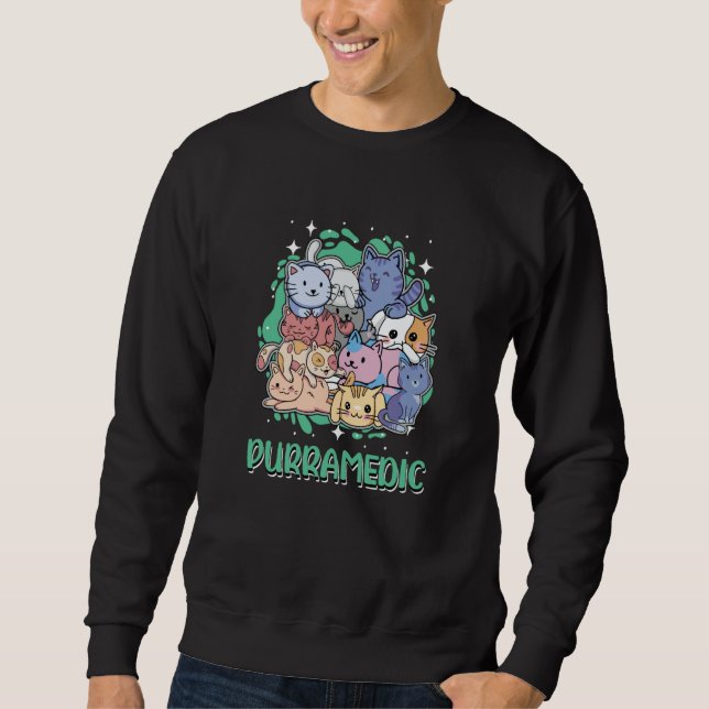 Purramedic Cat Paramedic Kitten EMT Cat Mom Sweatshirt (Front)