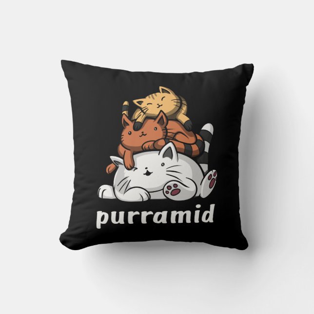 Purramid Cat Pyramids Cute Kitten Cushion (Front)