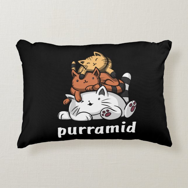 Purramid Cat Pyramids Cute Kitten Decorative Cushion (Front)