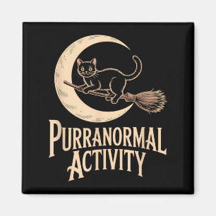 Purranormal Activity Halloween Black Cat Crescent Magnet