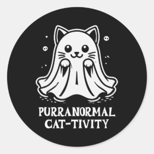 Purranormal Cat-tivity Ghost Cat Art Classic Round Sticker