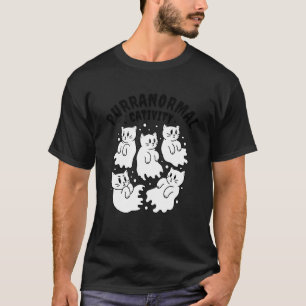 Purranormal Cativity Cute Cat Ghosts Cartoon Pun H T-Shirt