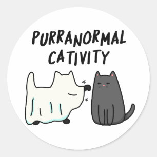 Purranormal Cativity Funny Halloween Cat Pun  Classic Round Sticker