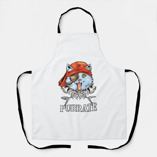 Purrate - Cute Pirate Cat Funny  Apron (Front)