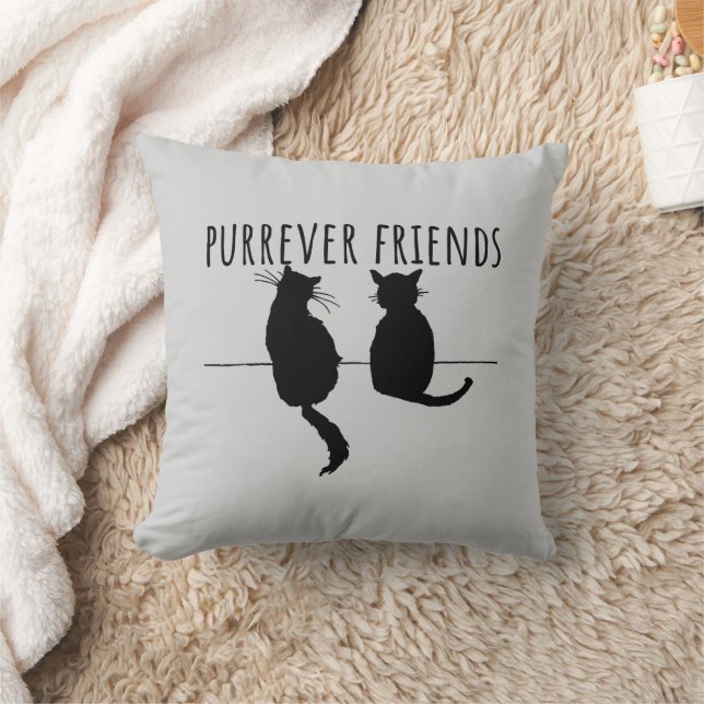 Purrever Friends Cute Cat Best Friends Cushion (Blanket)