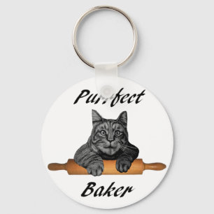 Purrfect Baker Cat Gifts crazy cat lady Key Ring