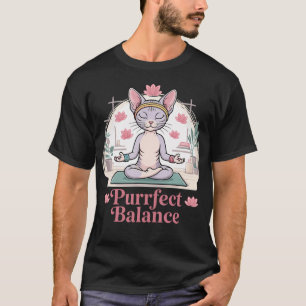 Purrfect Balance Sphynx Cat Meditation Yoga T-Shirt
