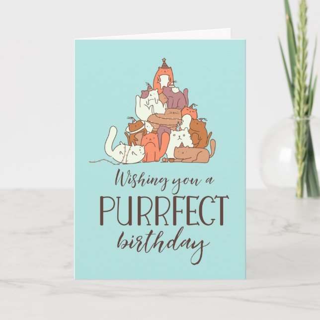 Purrfect Birthday Funny Cat Lover Birthday Card (Front)