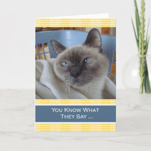Purrfect Birthday Wishes, Siamese Cat in Basket Card