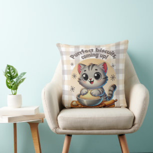"Purrfect biscuits, coming up" Kneading Cat Cushion