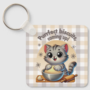 "Purrfect biscuits, coming up" Kneading Cat Key Ring