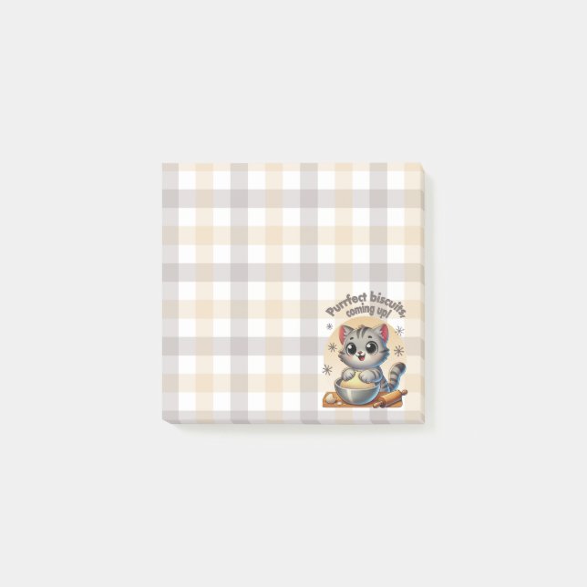 "Purrfect biscuits, coming up" Kneading Cat Post-it Notes (Front)