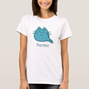 Purrfect Blue Smiling Kitty Cat T-Shirt