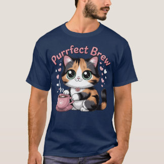 Purrfect Brew Cat Cup funny T-Shirt