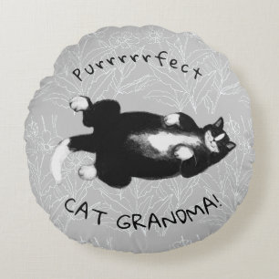 Purrfect cat grandma round cushion