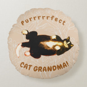 Purrfect cat grandma round cushion