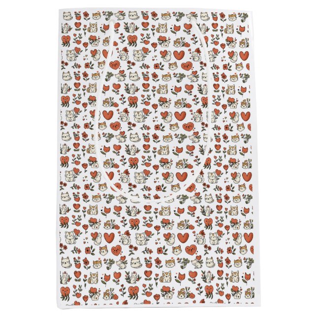 Purrfect Cat & Heart Gift Bag: Cute & Charming Medium Gift Bag (Front)