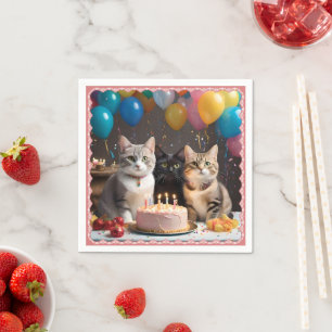 Purrfect Celebration: A Cat's Birthday Party Cake Napkin