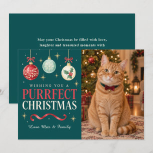 Purrfect Christmas Cat Photo Holiday Card