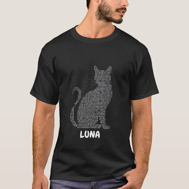 Purrfect Code: A Cat in Binary T-Shirt (Front)