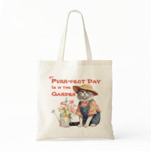 Purrfect Day Garden Cat Hat Watering Can Flowers