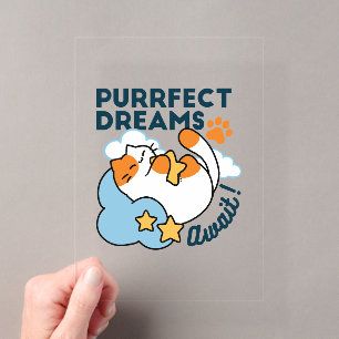 Purrfect Dreams Await – Cute Sleeping Cat Dreamy Acrylic Invitations