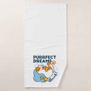 Purrfect Dreams Await – Cute Sleeping Cat Dreamy Bath Towel Set