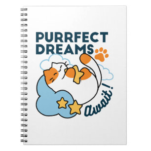 Purrfect Dreams Await – Cute Sleeping Cat Dreamy Notebook