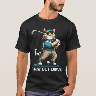 Purrfect Drive Golfing Cat Design  T-Shirt