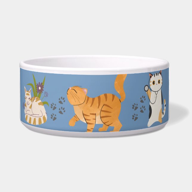 "Purrfect Duo Bowl"? 🐾💙🧡 (Front)