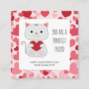 Purrfect Friend Cat Classroom Valentine Enclosure Card