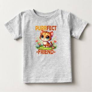 Purrfect Friend pun Cute orange cat kitten cartoon Baby T-Shirt