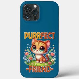 Purrfect Friend pun Cute orange cat kitten cartoon iPhone 13 Pro Max Case