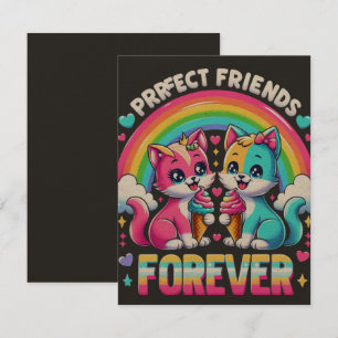 Purrfect Friends Forever Cute Kawaii Cat Invitation
