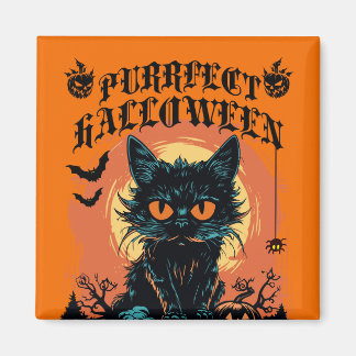 Purrfect Halloween Black Cat Cute Magnet