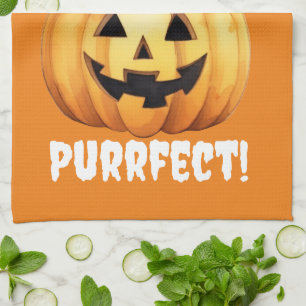 Purrfect Halloween kitchen towel