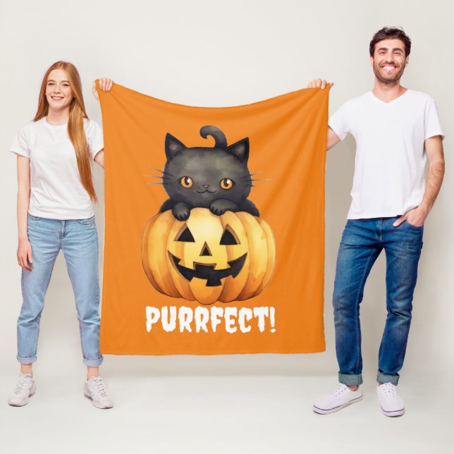 Purrfect Halloween throw blanket (In Situ)