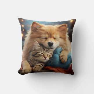 Purrfect Harmony: Dog and Cat Cuddle Pillow 