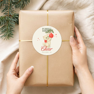 Purrfect Holiday Cheer Vintage Cat Classic Round Sticker