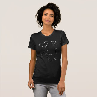 Purrfect Love Minimalist Cat & Heart  T-Shirt