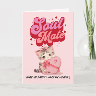 Purrfect Match Retro Kity Valentine’s Day Card