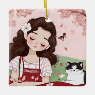 Purrfect Moments Poster Ceramic Ornament
