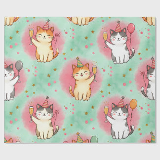 Purrfect Party Cats – Festive Celebration Pattern Wrapping Paper
