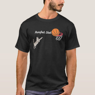 Purrfect Shot cat holding a basket perfect shootin T-Shirt
