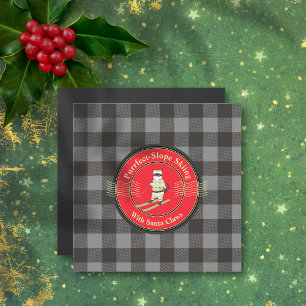 Purrfect-Slope Skiing with Santa Claws Magnet Card