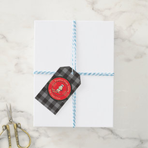 Purrfect-Slope Skiing with Santa Claws Magnet Card Gift Tags